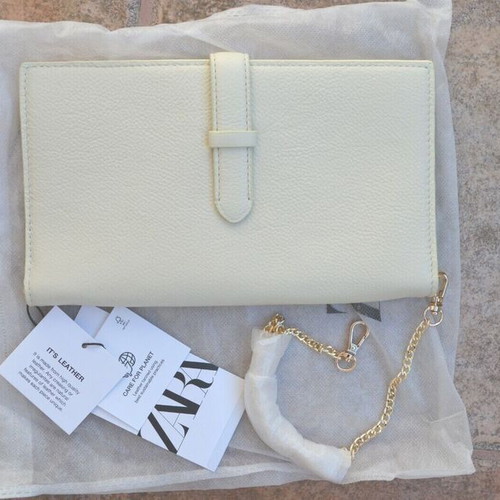 Zara leather wallet on chain crossbody new, beige