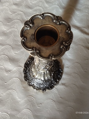 Silver-plated candlestick used, 18 cm height