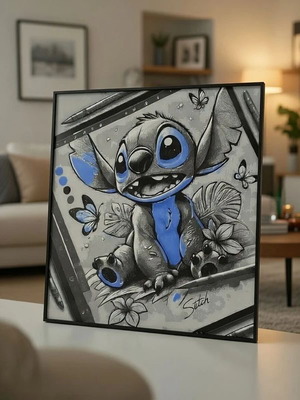 Stitch 3D printed frame new 20×20 cm with frame