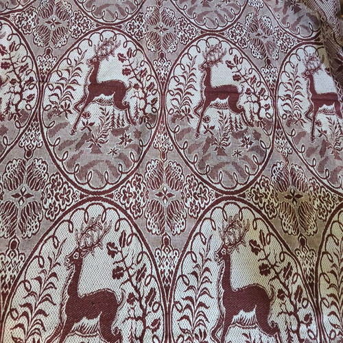 Vintage traditional woven coverlet with deer design