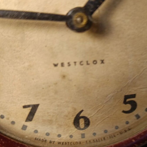 Westclox analog table clock used, 1930s vintage