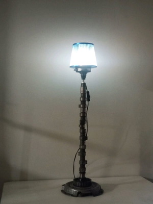 Handmade floor lamp from camshaft and car clutch plate new