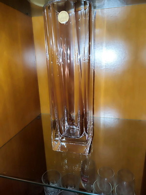 Crystal D'Arques France vase new, large heavy crystal cylinder