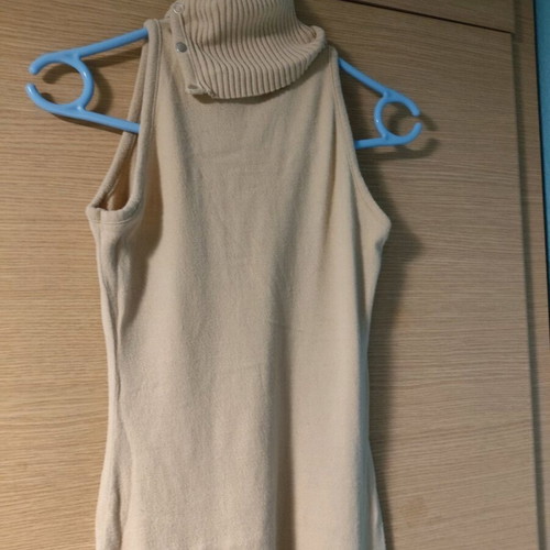 Bershka knitted turtleneck midi dress used, beige, size M