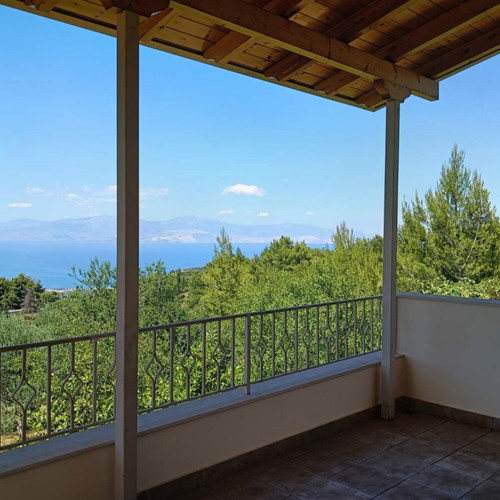 Villa near Kiato Corinthia with panoramic sea view and garden