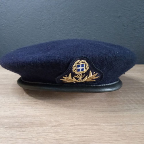 Blue Military Beret of the Hellenic Army with Officer Emblem size 54 used