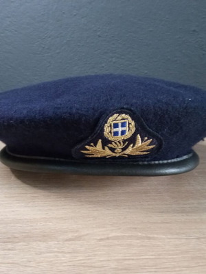 Blue Military Beret of the Hellenic Army with Officer Emblem size 54 used