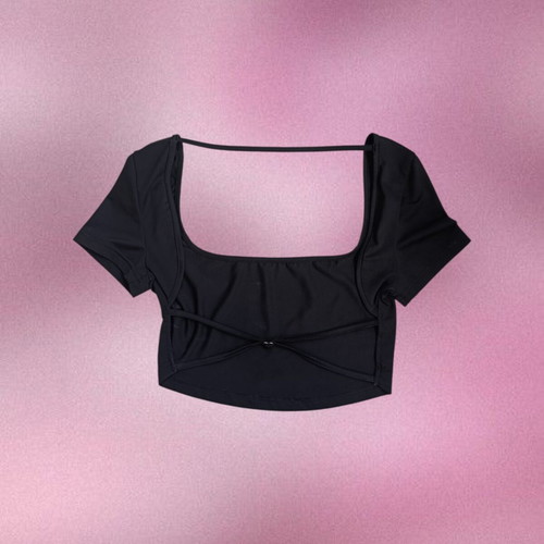 Shein crop top black size S like new with open back