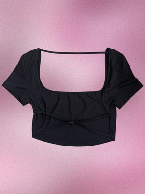 Shein crop top black size S like new with open back