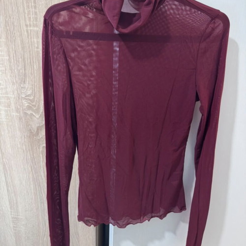 Shein burgundy transparent top size S new