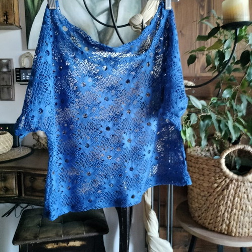 Blue electric lace blouse, one size