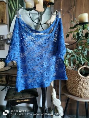 Blue electric lace blouse, one size