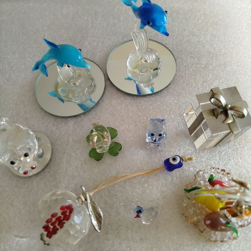 Glass decorations like new for display, set