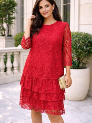 Lace red dress XL like new