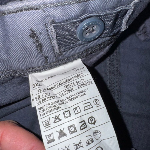 Benetton kids pants gray like new, age 13-14, 170 cm