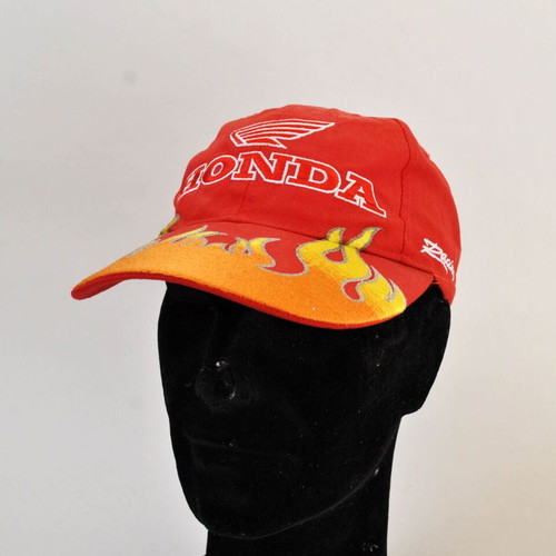 Honda Racing Vintage Cap used, red with embroidered logo and flames