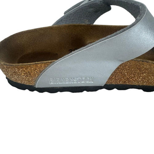 Birkenstock Gizeh Silver Birko-Flor Sandals size 39 used