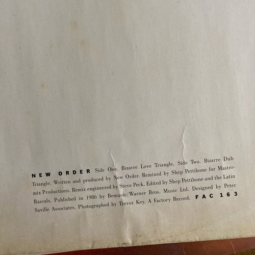 New Order Bizarre Love Triangle vinyl used, electronic