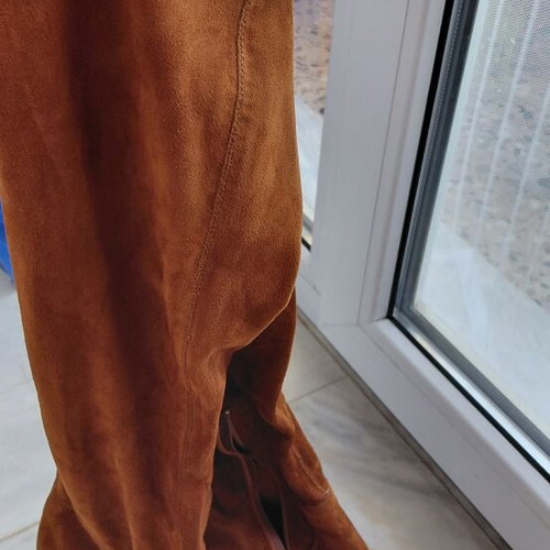 Women's brown suede boots, 10 cm heel