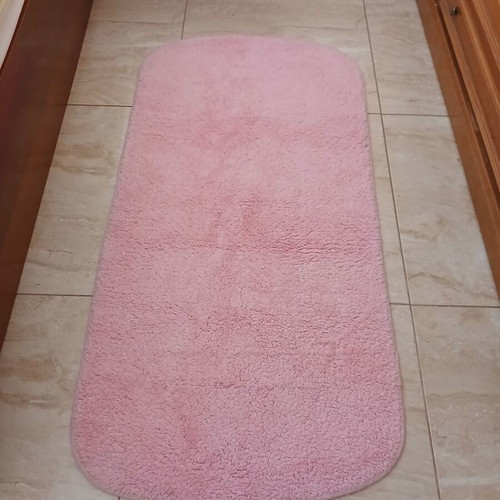 Pink bathroom rug, 100% cotton, German origin
