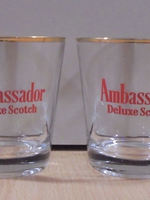 Ambassador scotch whisky promotional set of 2 glasses used