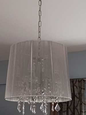 Φωτιστικό 5φ μεταχειρισμένο, μοντέρνο ασημί με κρύσταλλα Asfour