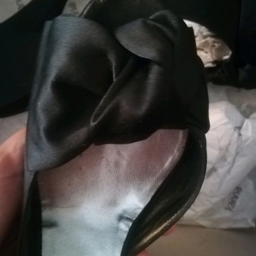 Nak satin stiletto shoes used, leather inside, 9cm heel, black