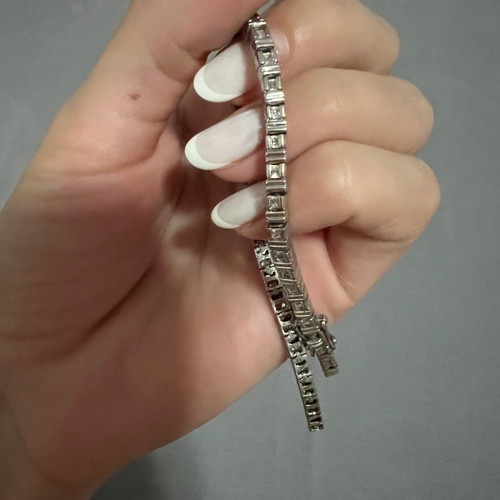 Silver 925 Riviera bracelet with stones used, needs minor repair