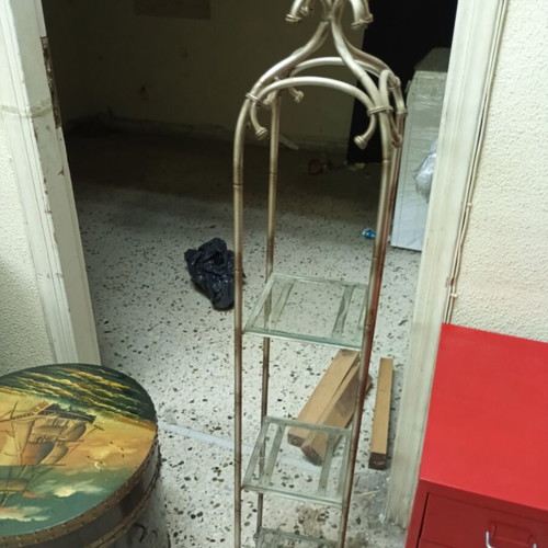 Metal shelf like new with glass shelves, vintage style