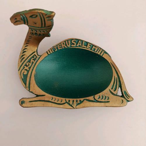 Vintage brass camel ashtray with Jerusalem inscription like new