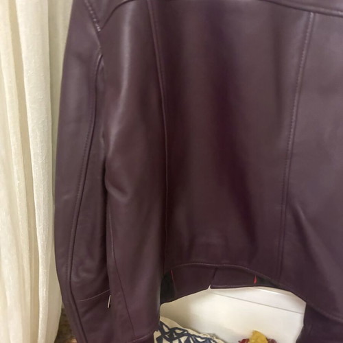 Boss burgundy purple biker leather jacket, size XS/S