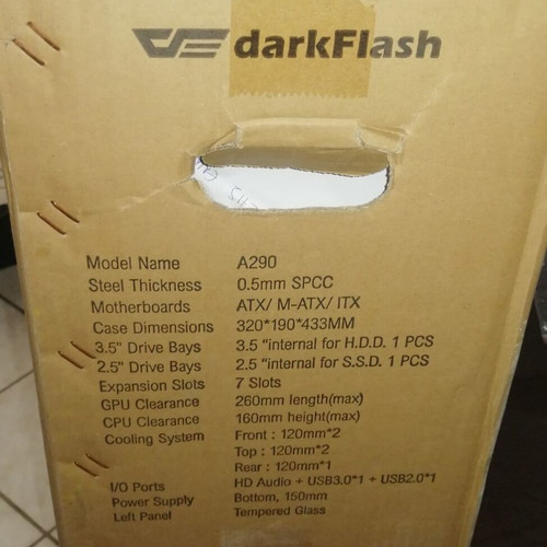 PC Case A290 Tempered Glass like new with fan and cables