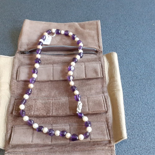 Amethyst necklace with pearls new