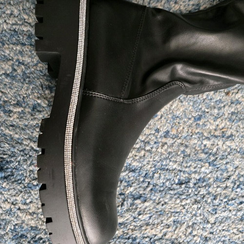 Women's boots size 41 new, over-the-knee with half zipper and rhinestone strip