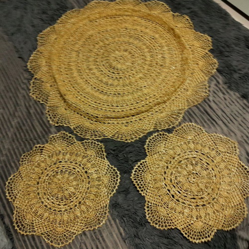 Rotonda set handmade crocheted with gold thread new