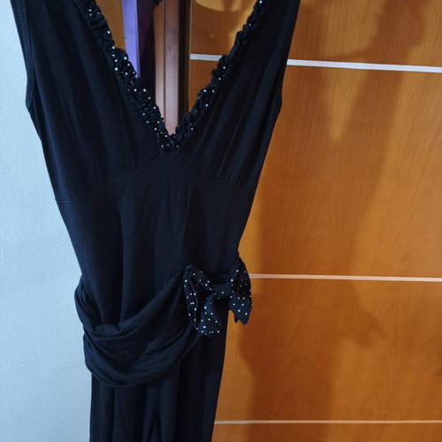 Women's jumpsuit like new with belt and polka dot bow neckline s/m