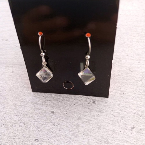 Earrings set with geometric drops and cat studs, new, silver