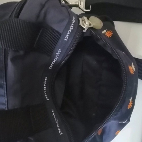 Progres small women's bag like new, blue with orange daisies, crossbody