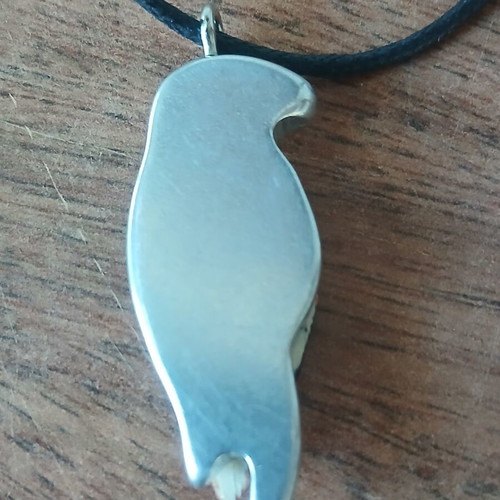 Ethnic pendant, metal and wood