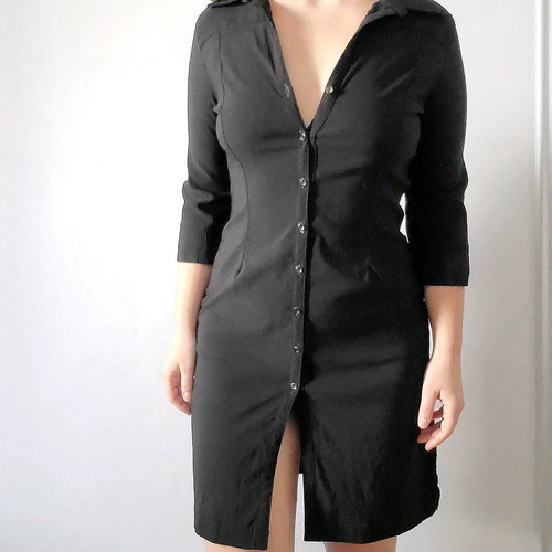 Pimkie vintage y2k office siren coquette mini shirt dress like new, black