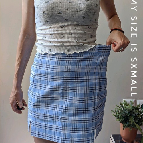Coquette Mini Skirt used, blue checkered, size 36