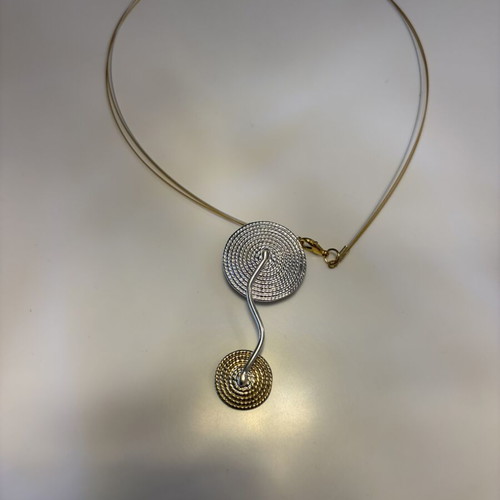 Handmade silver necklace Aeani Speira with gold plating new