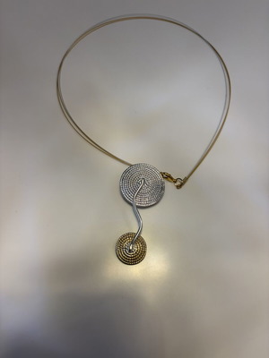 Handmade silver necklace Aeani Speira with gold plating new