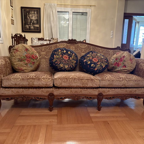 Three-seater sofa with two matching armchairs