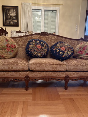 Three-seater sofa with two matching armchairs