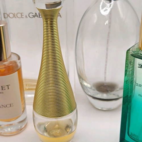 Perfume set used, 7 tester bottles and samples