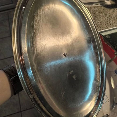 Stainless Steel Oval Serving Dish like new with Pyrex tray and lid