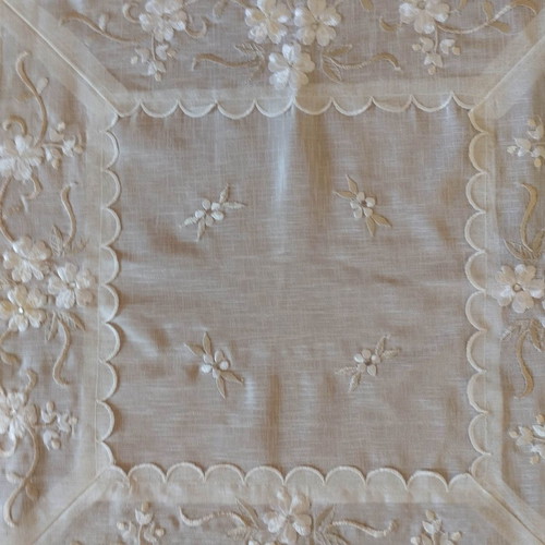 Set of three embroidered organza pieces used