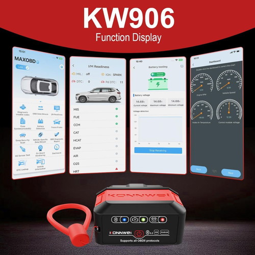 Konnwei KW906 OBD2 Diagnostic Scanner Bluetooth 5.2 New