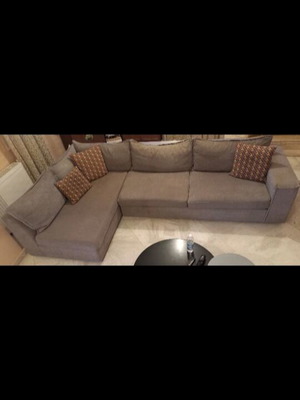Grey corner sofa 4-seater, stain-resistant, like new